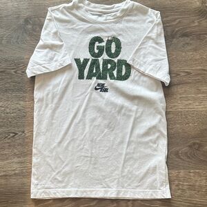 Nike White Tee with Green 'GO YARD' Graphic -YL